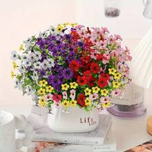 10 Bundles UV Resistant Outdoor Artificial Flowers, No Fade Fake Violet Flowers For Indoor Outside Hanging Plants Garden Patio Porch Window Box Home Wedding Farmhouse Decor(No Flower Basket)