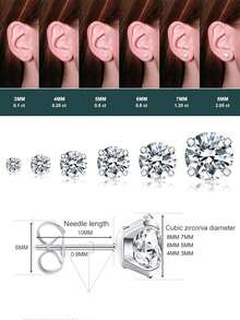 8 件圆形立方氧化锆 CZ 耳钉套装，男女通用，防过敏银/金不锈钢螺旋穿孔耳环，适合日常、派对、度假、佩戴珠宝配饰礼物 - 如圖所示 - 查看 7