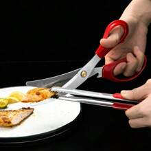 Kitchen Shears, Barbecue Shears And Tongs Set, Stainless Steel Multi-Functional Non-Slip Serrated Sharp Meat, Chicken, Vegetable Cutting Kitchen Shears, Barbecue Tongs