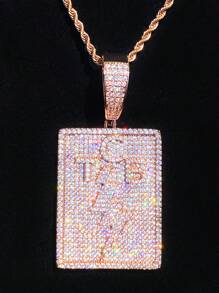 DUBSS 1 Pieza Colgante de Collar de Hombre Plateado en Oro Estilo Hip Hop con Efecto Brillante