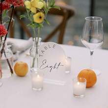 10pcs Acrylic Arched Table Number Signs 1-20 With Holders, 3.93*5.9 Inch Arched Acrylic Signage, English Letters, Arched Acrylic Table Numbers For Wedding, Housewarming, Party, Restaurant, Birthday - Matte Black - View 4