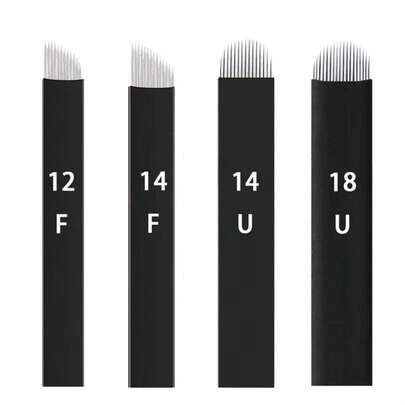 微刀片针，10/20/50 支白色 18U 微刀片用于半永久化妆，手动针用于眉毛眼线唇部微刀片套装