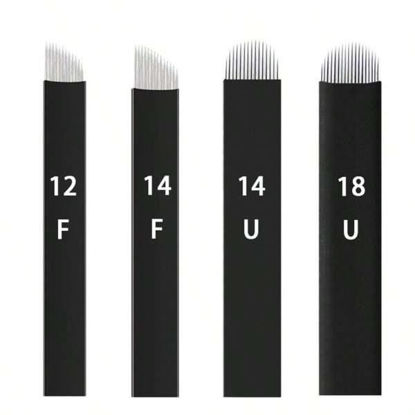 Aiguilles de microblading, 10/20/50 pièces blanches 18U pour maquillage semi-permanent, aiguille manuelle pour kits de microblading des sourcils, des yeux et des lèvres