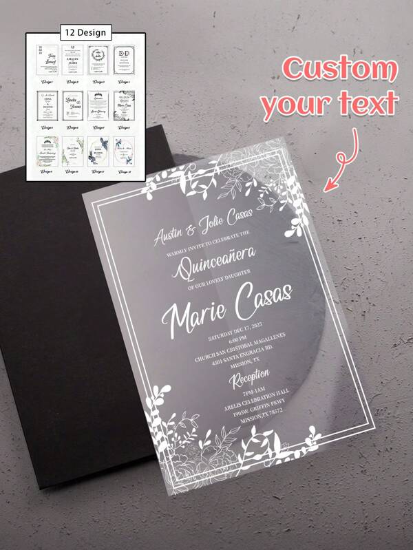 Elegant Acrylic Wedding Invitation,Wedding Invitation Foiled, Champagne Unique Invitation,Stylish Clear Acrylic Wedding Invitation Suite, Elegant Acrylic Invitation With Details Card, Quinceanera Birthday Invites,Practical Gift