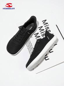 HOBIBEAR Men's Athletic Sneakers, Fashionable Casual Breathable Men's Shoes, Slip-On Minimalist Canvas Shoes - Black and White - View 1