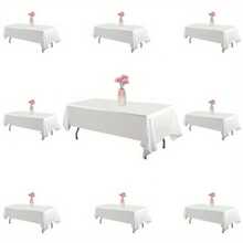 10-Piece Set Of 102x60-Inch White Tablecloth Covers, Heat-Resistant Material, Perfect For Holiday Buffet Tables - White - View 6