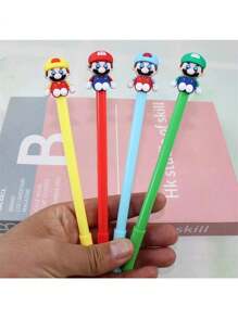 SuperMario 5pcs/Set Learning Notebook, Diary Book With Neutral Pens, Creative Cartoon Character Design, Portable For Daily Office And Study, Suitable For Business, School, Office Writing, Party Gift, Painting Tool, Notebook Pen Set Delicate Gift School Supplies,Back To School