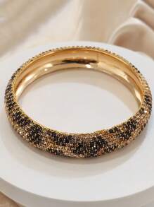 1 pièce Bracelet vintage bohème de luxe tout en strass, imprimé léopard, disponible en tailles petite/moyenne/grande, convient pour un usage quotidien, les trajets, les fêtes, les occasions formelles, cadeau de bijoux (couleur aléatoire)