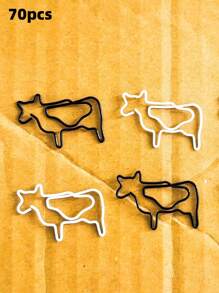 30pcs/50pcs Cute White Or Black Cow Animal Shaped Paper Clips Bookmark For Office Supplies Gifts,Back To School,School Supplies
