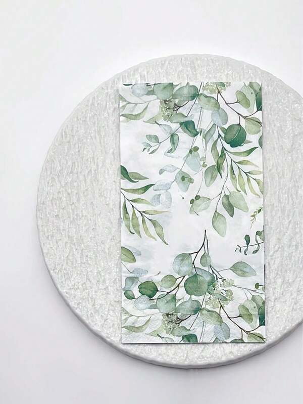20/40pcs Large-Sized Colored Green Leaf Tissue Printed Napkins, 15.75* 13-Inch Party Napkins, Wedding Banquet, Festival, Birthday And Anniversary Decoration, Party Supplies, Perfect For Party Festivals, Birthdays, Table Manners Decoration, And Creating Party Festival Atmosphere