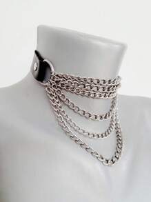1PC, Pu Leather Rivet Inlaid Collar, Tassel Chain Sexy Lingerie Accessories