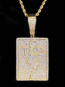 DUBSS 1 Pieza Colgante de Collar de Hombre Plateado en Oro Estilo Hip Hop con Efecto Brillante