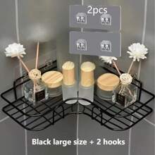 1pc Bathroom Corner Shelf, No Punch Corner Shelf, Bathroom Shelf, No Drilling Metal Storage Rack For Bathroom, Kitchen And Dormitory, Space Saving, Outdoor Storage Cabinet Rack, No Punch Triangle Storage Rack Bathroom Accessories Rack, Wall Mounted Toilet Storage Cabinet, Shampoo, Lotion, Cosmetics Storage Rack, Bathroom Accessories