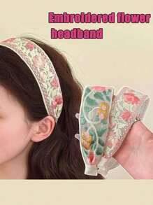 3 Elegant And Versatile Embroidered Flower Headbands For Women, Suitable For Daily Commuting To School, Work At The Beach, Vacation, Gatherings, Holidays, Gifts For Mother's Day, Hair Band, Hair Hoop