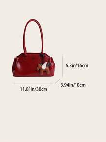 Bolso de mano tipo bola de bolos de Boston, bolso de hombro de unicolor de piel de PU para mujeres