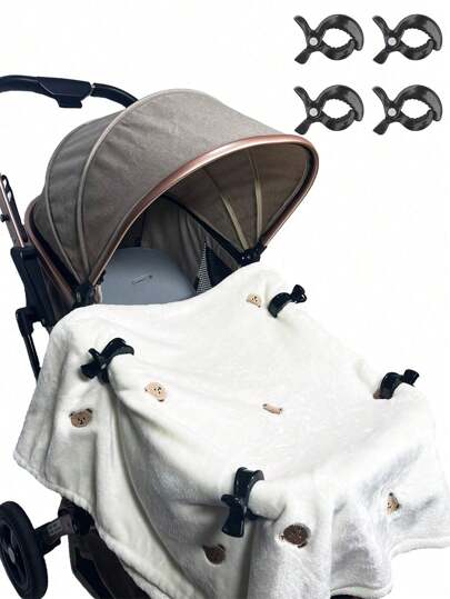 4 Pcs Multifunctional Baby Stroller Blanket Clip Accessories, Anti-Drop Clips, Suitable For Baby Stroller Baby Car Seat