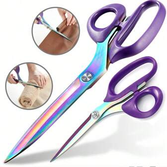 不锈钢彩色钛涂层缝纫剪刀，裁缝，裁剪布料，PU 皮革
