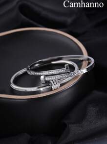 Camhanno 2pcs Fashionable And High-End Stainless Steel Double Headed Hammer Bracelet Sets (Male And Female Gifts) Are Perfect Gifts For Friends/Valentine's Day, Christmas Gifts