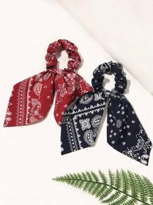 2 Peças/Conjunto Scrunchie e Elástico de Cabelo com Estilo Boêmio Estampa de Paisley, Elástico de Cabelo, Acessórios de Cabelo, Porta-rabos de Cavalo, Elásticos de Cabelo, Faixas de Borracha para Cabelo