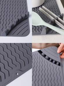 1pc Silicone Drain Mat, Heat Resistant Non-Slip Kitchen Sink Dish Drying Mat, Versatile Spoon Rest, Kitchen Accessories - Multicolor - View 5