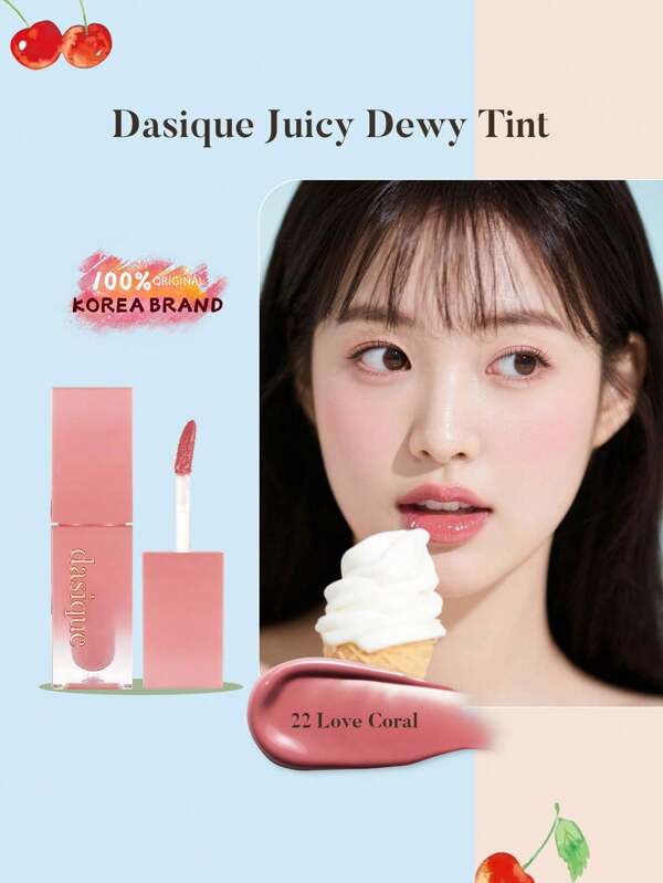 Dasique Tinte jugoso y acuoso Dasique #22 Love Coral, bálsamo labial brillante de larga duración, alto pigmento, hidratante, ligero, potenciador del brillo, no pegajoso, vegano, libre de crueldad, K-Beauty, maquillaje coreano, 3.5g/0.12oz