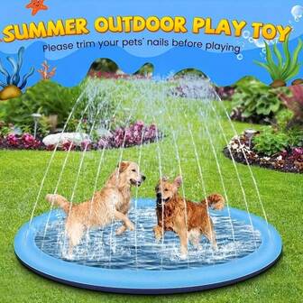 1pc Large Inflatable Pet Swimming Pool, Play Splash Mat, Suitable For Dogs, Summer Outdoor Water Bath, Thick Material, Easy To Store, Great For Pet Grooming And Entertainment
