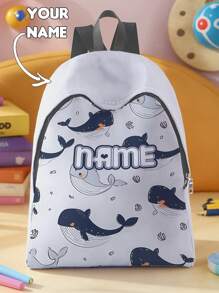 1pc Customized Name Printed Backpack, Can Be Customized According To Your Unique Design, Suitable For Children And Teenagers, Print Your Own Name Or Your Sibling/Classmates Name As A Gift