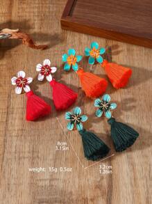1 par de brincos pendentes de liga estilo boho com borla, brincos longos para mulheres, adequados para praia, festa, uso diário, presente de festival
