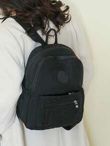 2025新款女士背包，简约时尚轻便旅行包，多功能户外和返校背包 - 黑色 - 查看 1