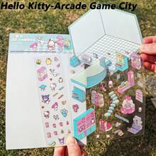 Sanrio 11pcs/7pcs/4pcs Per Set (With Tweezers), Sanrio Cute Cartoon Miniature Scene Stickers For DIY Fun 3D Micro House Decorative Craft, Scrapbooking And Planner Supplies, Pre-Cut Stickers School Supplies,Back To School