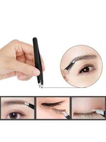 Black Eyebrow Tweezers Set, Letters A-Z Are Precision Stainless Steel Eyebrow Tweezers. They Are Crucial For Daily Beauty, Suitable For Eyebrow, Facial Hair, Hair Cutting, And Internal Hair Removal, Including Storage Bags, Suitable For Both Men And Women. They Are Also Sophisticated Hair Removal Devices, Diagonal Eyebrow Clips, And Makeup Removal Tools