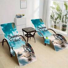 1pc Quick-Dry Ultra-Fine Fiber Beach Chair Cover With Pocket - Modern Design, Perfect For Pool And Travel Essentials, Gift For Yourself, Friends And Family, Holiday Gift Beach Essentials - Multicolor - View 6