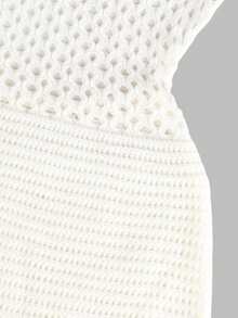 Apperloth A Women's Sexy Elegant Knitted Big V Neck Backless Hollow Out Bodycon Vacation Dress For Beach Outfit - White - View 5