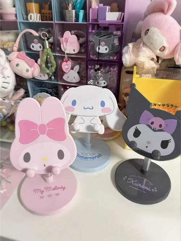 Sanrio Sanrio 1pc-Mobile Phone Holder, Adjustable Style, Lazy Telescopic Support Stand, My Melody, Cinnamon Dog, Coulomi, Party Favors, Birthday Gifts, Gift Fillers, Genuine Authorization, Halloween Party, Birthday Party, Room Decoration, Wall Decoration