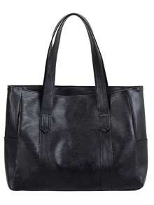 女士简约大容量纯色托特包，优雅拉链仿皮手提单肩包，轻便日常通勤工作挎包，休闲旅行购物袋流浪汉钱包，适合节日礼物