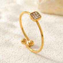 Juego de anillos con baño de oro al estilo francés para mujer, set único de anillos de circonita sintética con diseños de corazón, luna y delfín, anillos ligeros y de lujo, anillos de acero inoxidable sencillos pero elegantes, regalos para fiestas y cumpleaños, parejas