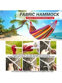 Bunte Stoffhängematte mit Kippschutz - belastbar bis 150 kg, baumumweltfreundliche Gurte, tragbare Tragetasche - perfekt für Outdoor, drinnen und Camping - Verschiedenfarbig - Übersicht 4