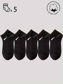 20/10/5/3/1 Pairs Men's Cotton Socks, Short Socks, Invisible Socks, Double-Line Anti-Slip Design, White, Black, Low-Cut, Ankle Socks, Moisture-Wicking, Soft & Breathable, Suitable For Business, Casual, Home, Sports, College Style, All Seasons, Random Color Delivery - Multicolor - View 20