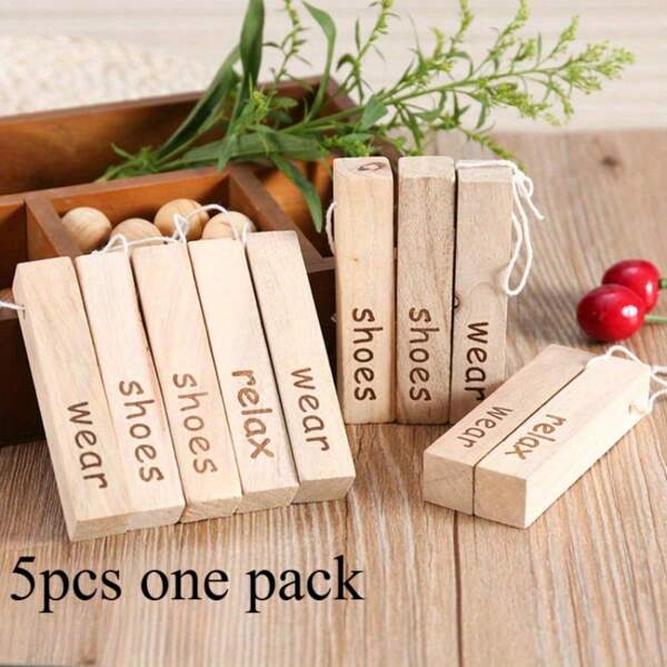 5pcs Natural Cedarwood Moth Repellent & Deodorizer, Multi-Function For Wardrobe, Bathroom, Long Lasting Fresh Smell, Hanging Design, Household Essential Moisture Absorber