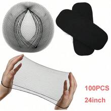 黑色发网 - 24 英寸，弹性隐形网状发网，适用于餐饮服务、芭蕾舞发髻、睡眠、女性及假发（黑色） - 彩色 - 查看 13