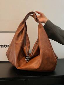 新款女士单肩托特包复古休闲大容量腋下软皮背包