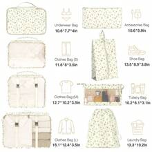 Packing Cubes For Suitcases,Packing Cubes With Shoe Bag, Cosmetics Bag, Clothing Bag, Accessories Bags Packing Cubes For Travel Luggage Organizer Women Men - 8件套裝小米花 - 查看 2