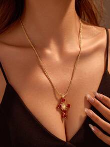 1 Stück 14K Gold Kreuz Kette für Frauen, funkelnder Wassertropfen/Herz Kubikzirkonia, zierlicher Jungfrau Maria Engel Anhänger Choker Kette, zierlicher Schmuck Geschenk für Hochzeit/Muttertag/Valentinstag/Religiöse Glaubensfeste