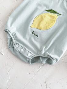 Newborn Baby Boy Cute Embroidered Fruit Short Sleeve Romper, Summer