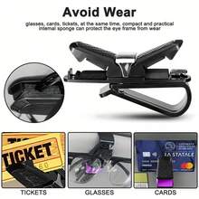 1pc Multi-Function Car Sun Visor Glasses Holder, 180-Degree Rotatable Automotive Sunglasses Storage Clip, Universal Interior Storage Accessory - Multicolor - View 9