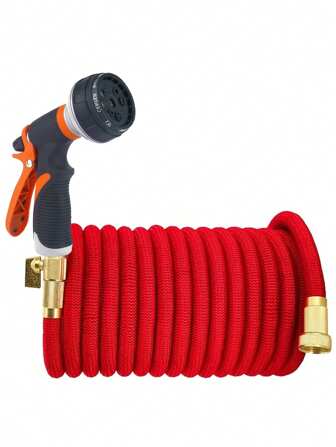 2pcs Garden Retractable Hose Set With 8 Function High Pressure Adjustable Water Spray Gun, Suitable For Garden Watering And Car Washing