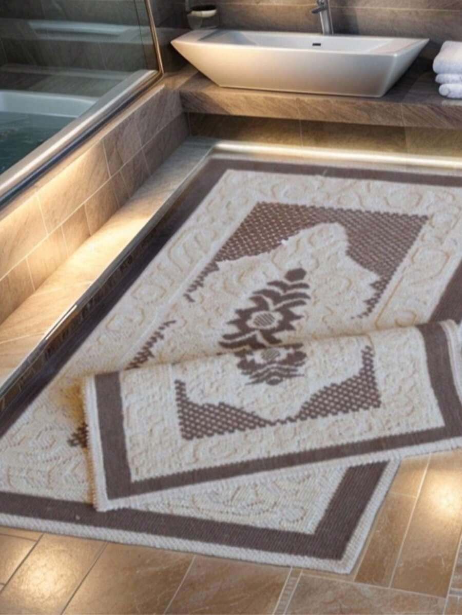 2 Piezas Juego de Alfombras Kilim 60x100 Cm + 50x60 Cm | Tela Tejida Suave y Ligera | Base Antideslizante, Lavable a Máquina | Ideal para Sala de Estar, Cocina, Pasillo, Dormitorio | Hecho en Turquía