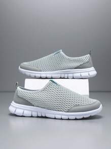 Mesh Slip-On Casual Soft Bottom Breathable Athletic Sneakers, Summer Slouchy Shoes
