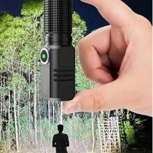 1pc XHP50 High Lumen Flashlight | Adjustable Focus Design + 3 Brightness Modes | Type-C Fast Charging | Overcharge Protection + Multi-Stage Cooling + Waterproof | Essential For Outdoor Adventure, Night Fishing, Emergency Rescue