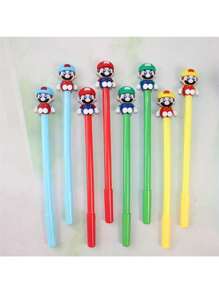 SuperMario 5pcs/Set Learning Notebook, Diary Book With Neutral Pens, Creative Cartoon Character Design, Portable For Daily Office And Study, Suitable For Business, School, Office Writing, Party Gift, Painting Tool, Notebook Pen Set Delicate Gift School Supplies,Back To School